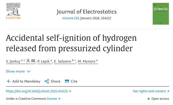 Accidental self-ignition of hydrogen cloud released from pressure cylinder cover page