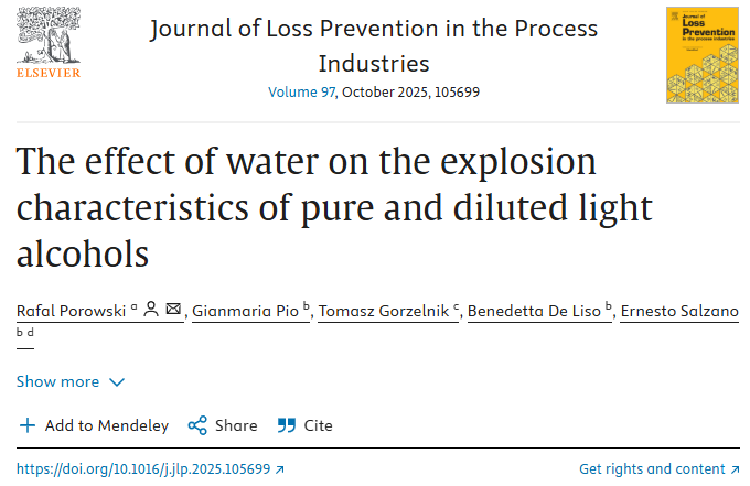 The effect of water on the explosion characteristics of pure and diluted light alcohols cover page