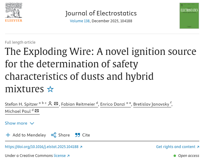 The Exploding Wire: A novel ignition source for the determination of safety characteristics of dusts and hybrid mixtures cover page