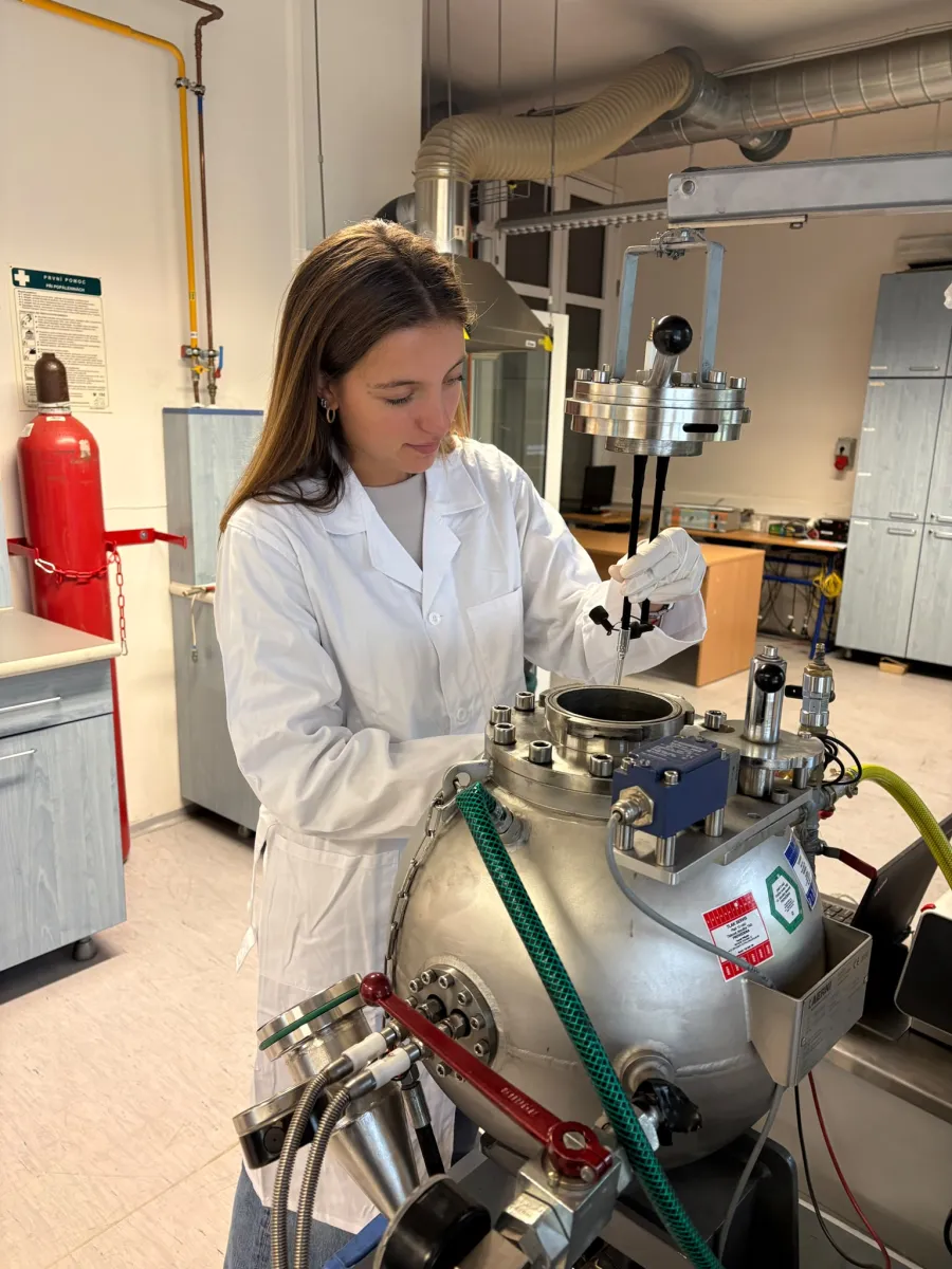 CESAR trainee carrying out a safety test in the laboratory